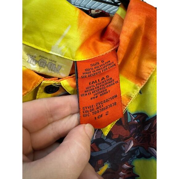 Vintage Boys Yu Gi Oh! APO Anime Cartoon Button Down Yellow Shirt Size 5 - Picture 3 of 5